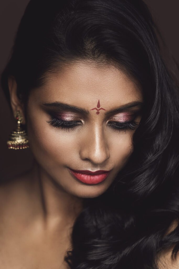 portrait of indian woman with beautiful makeup and hairstyle